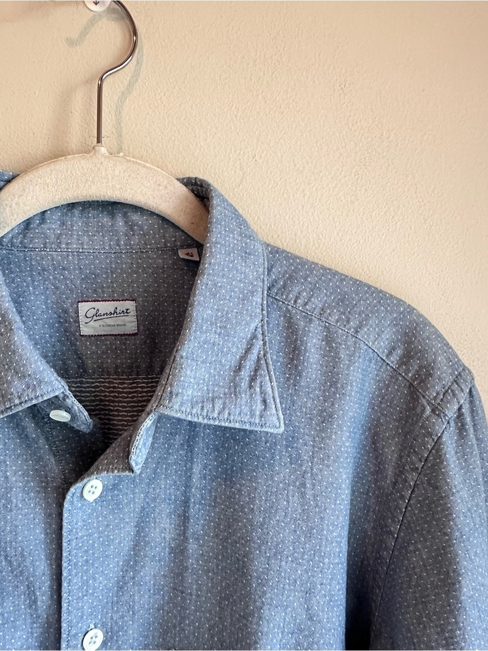 Glanshirt Slowear Japan Polka Dot Chambray Button Shirt Cotton Italy